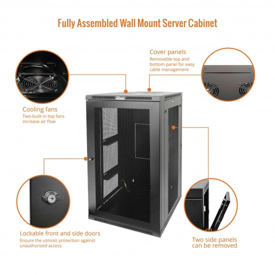 FULLY WELDED SERVER CABINET, 22U WALL MOUNT SERVER RACK FULLY WELDED SERVER CABINET, 22U WALL MOUNT SERVER RACK
